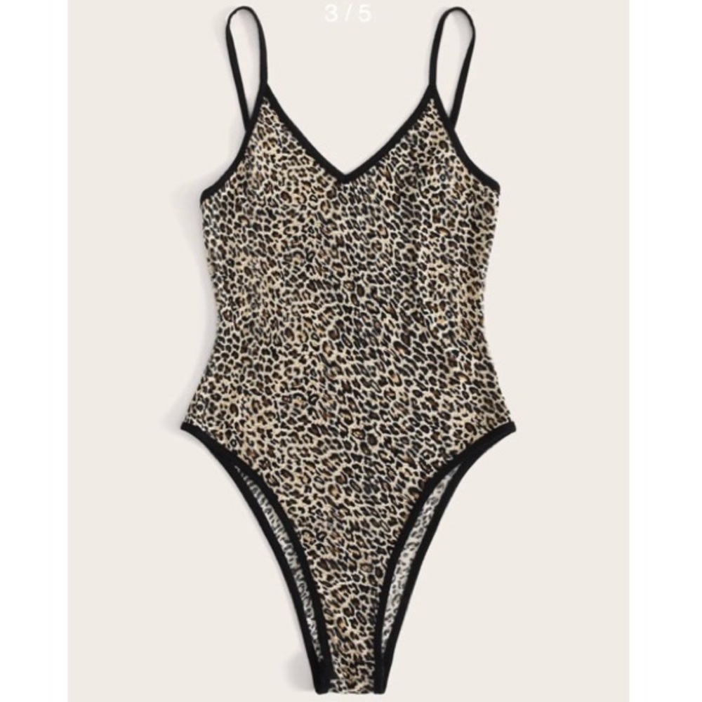 Leopard Print High Cut Cami Bodysuit